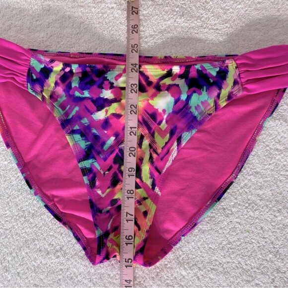 5/$25 OP Pink Blue Abstract Print Bikini Bottom L - Picture 5 of 9